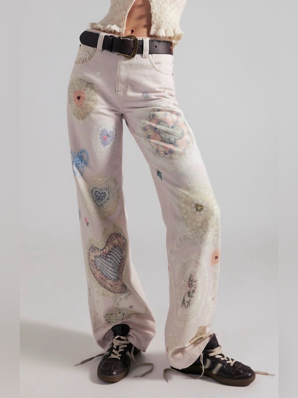 We The Free Tinsley Printed Jeans in Heirloom Ivory